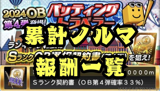 バッティングトラベラー累計報酬ノルマ表
