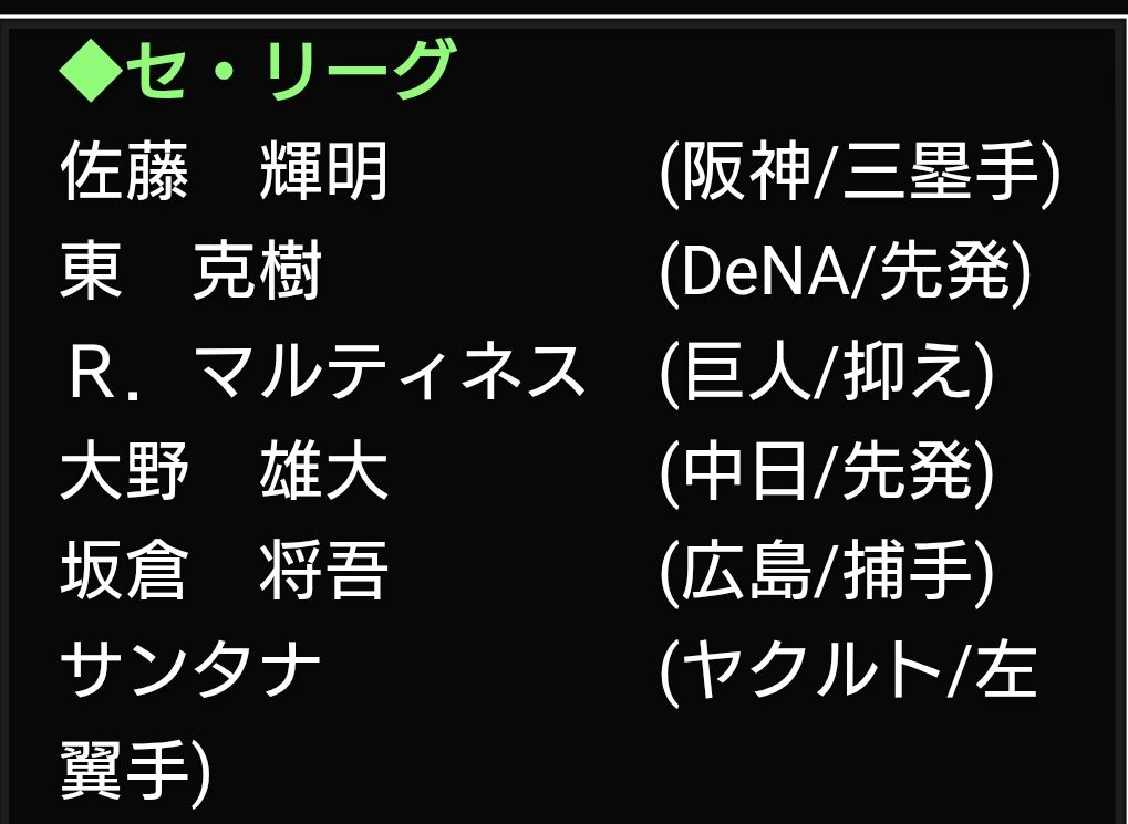 2026プロスピセレクション登場選手セリーグ