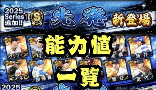 プロスピA-2025シリーズ1先発2回目能力値当たりランキング