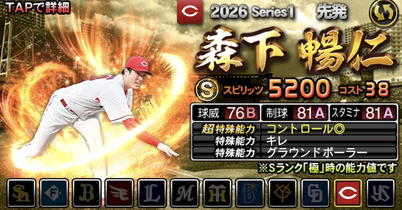 2026シリーズ1先発Sランク森下