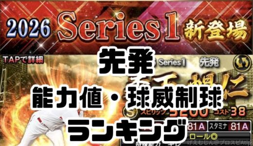 プロスピA-2026シリーズ1先発1回目・球威制球・能力値ランキング
